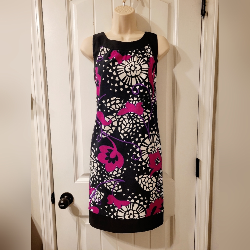 AB Studio Black & Pink Sexy Sleeveless Sheath Dress Sz 4